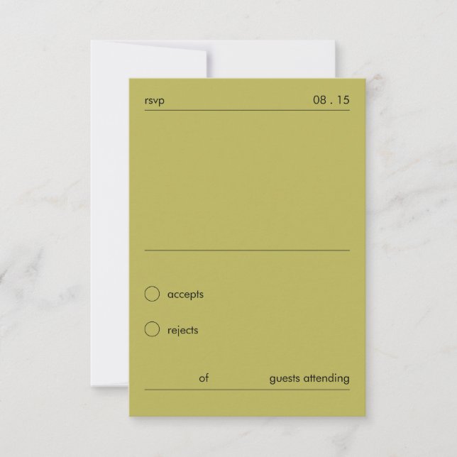 Chic Djärv Minimalistisk Grön Bröllops-RSVP  OSA Kort (Framsida)