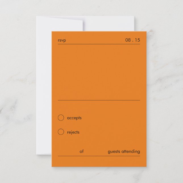 Chic Djärv Minimalistisk Orange Bröllops RSVP  OSA Kort (Framsida)