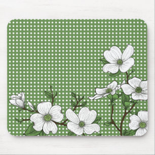 Chic Dogwood Blommars & Polka dots Mouse Pad Musmatta