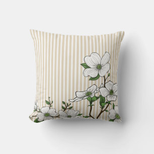 Chic Dogwood Blommars & Rand Dekorativ kudde