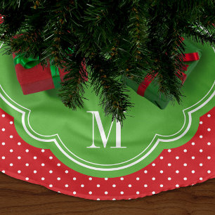 Chic Dots Family Monogram Träd Skirt Julgransmatta Borstad Polyester