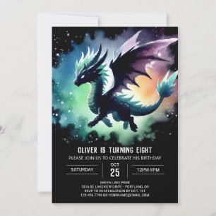 Chic Dragon Birthday Digital Inbjudningar