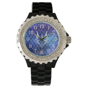 Chic Dragon Head & Blue Dragon Scales Watch Armbandsur