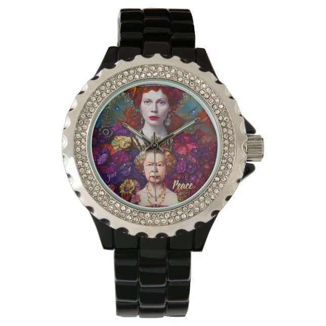 Chic drottning Elizabeth II Royal Blue och Red Armbandsur (Framsida)