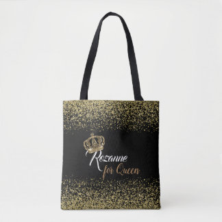 Chic drottning Namn Krona Guld Glitter Tygkasse