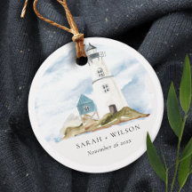 Chic Dusky Aqua Blue Lighthouse Mountain Bröllop