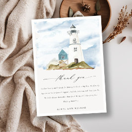 Chic Dusky Aqua Blue Lighthouse Mountain Bröllop Tack Kort