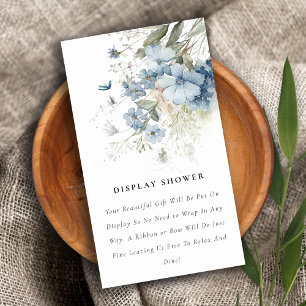 Chic Dusky Blue Blommigt Visning Shower Baby Showe Tilläggskort