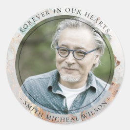 CHIC DUSKY GRÅTT GULD AGATE SYMPATI MEMORIAL FOTO RUNT KLISTERMÄRKE