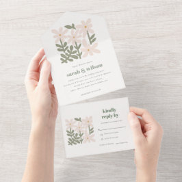 Chic Dusky Retro Minimal Blommigt Bröllop