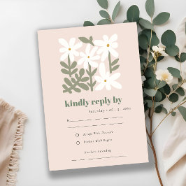 Chic Dusky  Retro Minimal Blommigt Bröllop OSA Kort