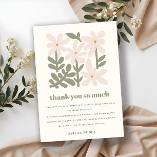 Chic Dusky Retro Minimal Blommigt Bröllop Tack Kort
