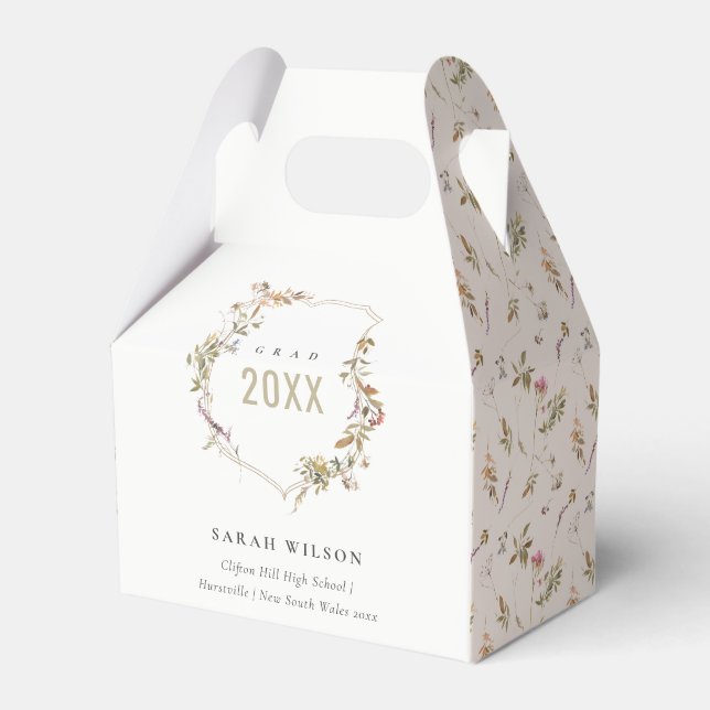 Chic Dusky Rosa  Wildblomma Vapensköld Studenten Presentaskar (Framsidan Sidan)