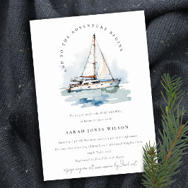 Chic Dusky Sailboat Yacht Sjölandskap Baby Shower Inbjudningar