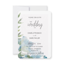 Chic Dusty Blue Akvarell Blommig