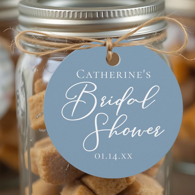 Chic Dusty Blue Bröllopsfest Personlig Gåvor Etiketter (Skapare uppladdad)