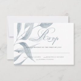 Chic Dusty Blue Foliage Bröllop Response OSA Kort