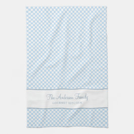 Chic Dusty Blue Fransk Play Check Land Gourmet Kökshandduk