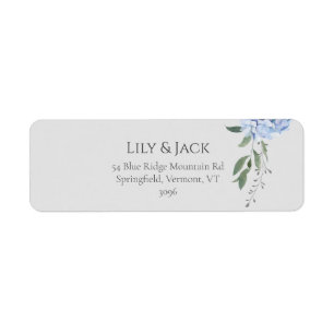 Chic Dusty Blue Hydrangea Blommigt Returadress Etikett