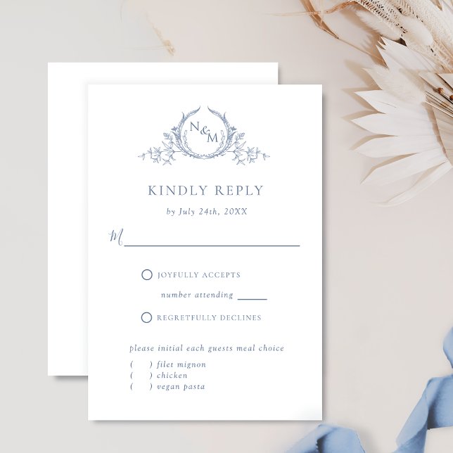 Chic Dusty Blue Monogram, med/utan Måltider OSA (Skapare uppladdad)