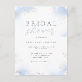 Chic Dusty Blue Ombre Guld Dust Möhippa Inbjudan Vykort