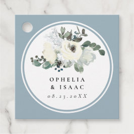 Chic Dusty Blue Vattenfärg Blommig Gåvor Etiketter