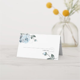 Chic Dusty Blue Watercolor Ro Placeringskort