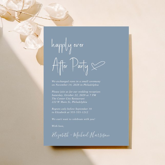 Chic Dusty Blue Wedding Reception Inbjudningar (Skapare uppladdad)