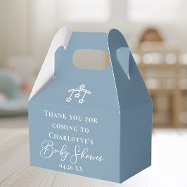 Chic Dusty Blue White Minimalist Baby Shower Presentaskar