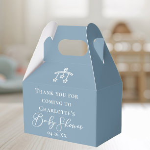 Chic Dusty Blue White Minimalist Baby Shower Presentaskar