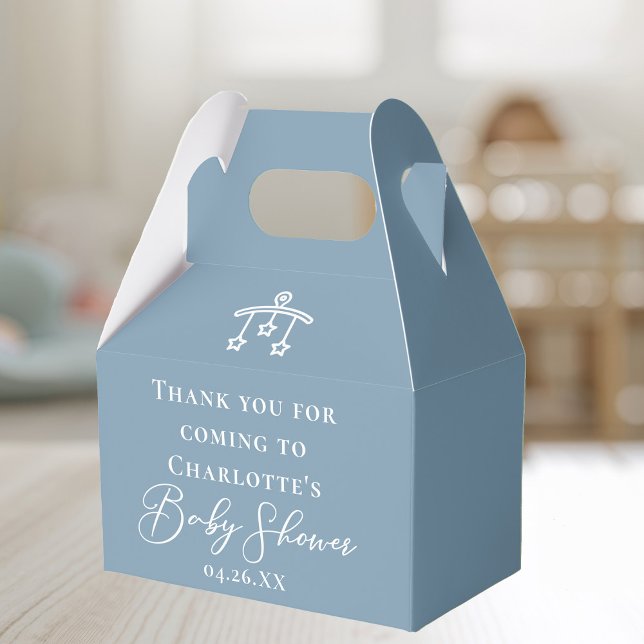 Chic Dusty Blue White Minimalist Baby Shower Presentaskar (Skapare uppladdad)