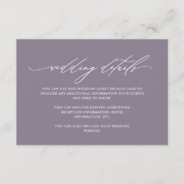 Chic Dusty Lila Details with Calligraphy Tilläggskort