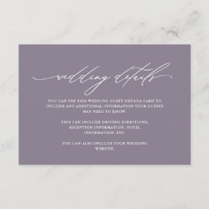 Chic Dusty Lila Details with Calligraphy Tilläggskort