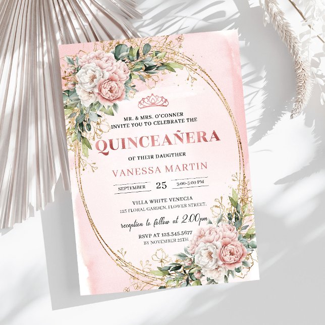 Chic Dusty Pink Floral Eucalyptus Quince Invites Inbjudningar (Chic Dusty Pink Floral Eucalyptus Quince Invitation)