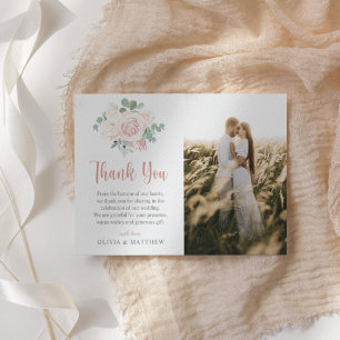 Chic Dusty Ro Eucalyptus Bröllop Photo Tack Kort