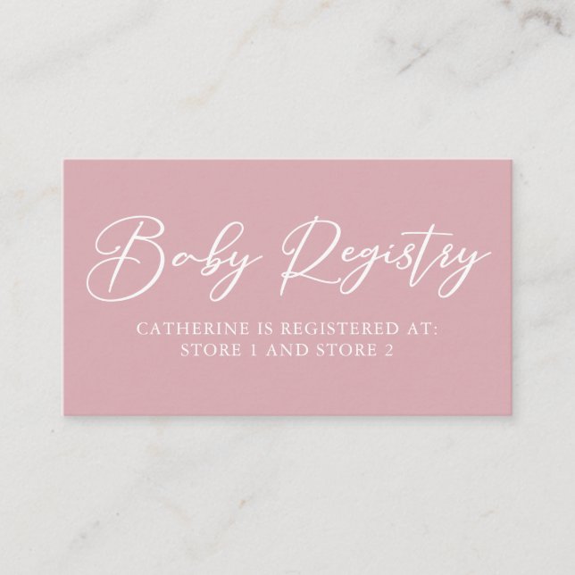 Chic Dusty Ro Rosa Baby Registry Anpassningsbar Tilläggskort (Framsida)