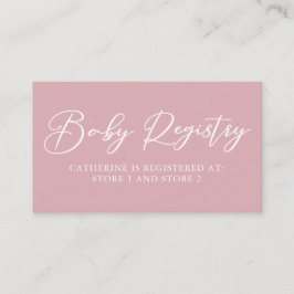 Chic Dusty Ro Rosa Baby Registry Anpassningsbar Tilläggskort