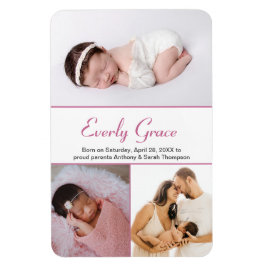 Chic Dusty Ro Rosa Script Namn Flicka Foton i Magnet