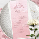 Chic Dusty Ro Watercolor, Monogram Bröllop Menu Meny<br><div class="desc">Önska gästerna med den vackra dammiga ro-vattenfärgen bröllop, som har elegant hand plockade botaniskt monogram med par initialer över exquisite water color tvättar bakgrunden i en vacker blandning av dammiga ro och rosor. Det är enkelt att fylla i mallen med information och meny och beställ utskrifterna! En del av vår...</div>