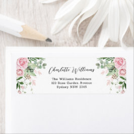 Chic Dusty Rosa Blommigt Ro Garden Returadress Returadress Etikett