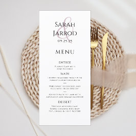 Chic Dusty Rosa Bröllop Menu Meny