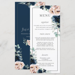 Chic Dusty Rosa Navy Ro Blommigt Bröllop Program
