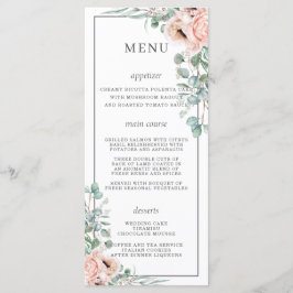 Chic Dusty Rosa  Ro Poppy Blommigt Bröllop Program