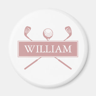 Chic Dusty Rose Personlig Namn Golfbollar Klubbor Magnet