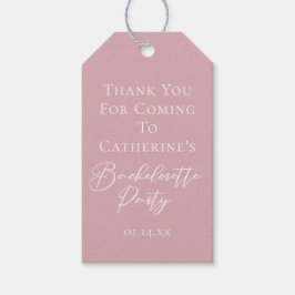 Chic Dusty Rose Pink Bachelorette Party Custom Presentetikett