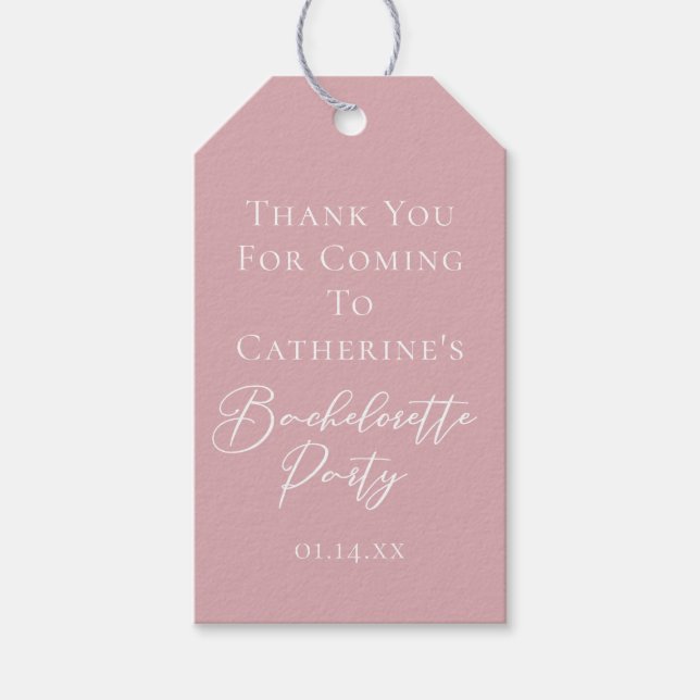 Chic Dusty Rose Pink Bachelorette Party Custom Presentetikett (Framsidan)