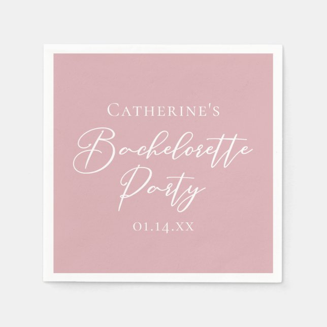 Chic Dusty Rose Pink Bachelorette Party Pappersservett (Framsidan)