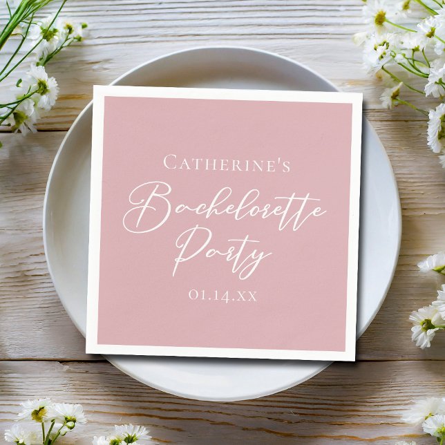 Chic Dusty Rose Pink Bachelorette Party Pappersservett (Skapare uppladdad)