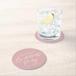 Chic Dusty Rose Rosa Sällskapsdamfest Custom Underlägg Papper Rund