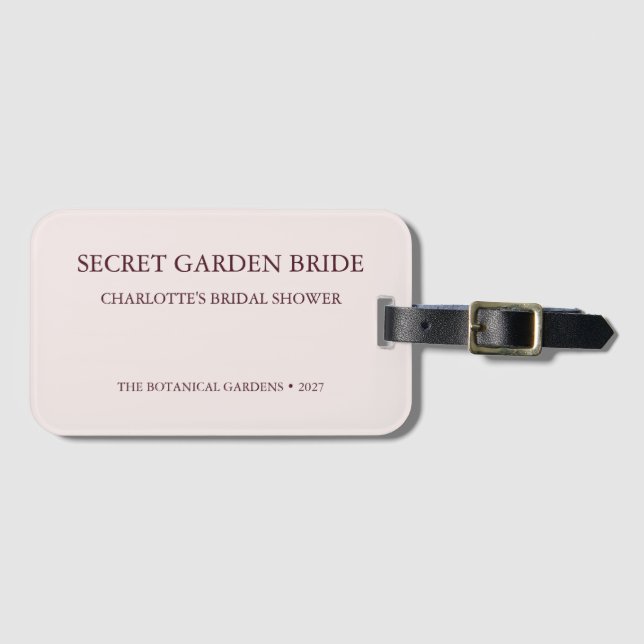 Chic Dusty Rose Secret Garden Destination  Bagagebricka (Framsida horisontal)